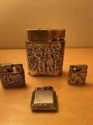 Lot Of Four Vintage Silver Mylflam Lighters