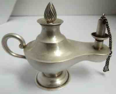 LOVELY CLEAN ANTIQUE c.1920 STERLING SILVER ALADDIN'S LAMP TABLE CIGAR LIGHTER