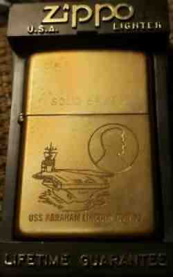 Vintage Brush Brass 1994 USS Abraham Lincoln CVN-72 Zippo Lighter