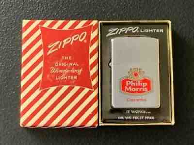 Vintage PHILIP MORRIS CIGARETTES Advertising ZIPPO Lighter with Box