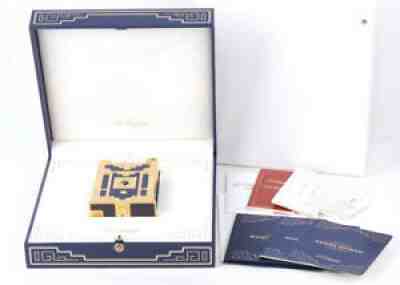 S.T.Dupont 1998 Nuevo Mundo Gold Gilt Table Lighter Full Set in Brocade Box