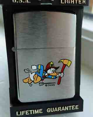 Donald Duck Fireman Disney Zippo 1995 Egmont Publishing Scandinavia RARE 50 made