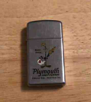 Vintage Zippo Plymouth Roadrunner Lighter Warner Brothers