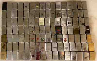 Lot of 112 Zippos USED VINTAGE ASSORTED