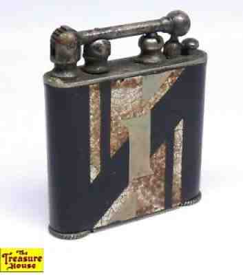 Antique Douglass USA Pocket Lighter Semi-Automatic Modern-Deco Black Lacquer NR!