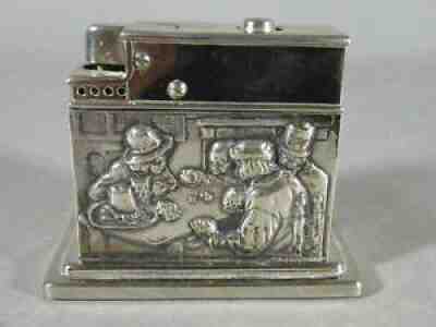 Large Antique Hallmarked Dutch .835 Silver MYLFLAM Tobacco Table Lighter