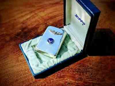 ZIPPO 3 BARREL STERLING SILVER AIR FORCE 1940'S IN BOX ORIGINAL INSERT 16 HOLES