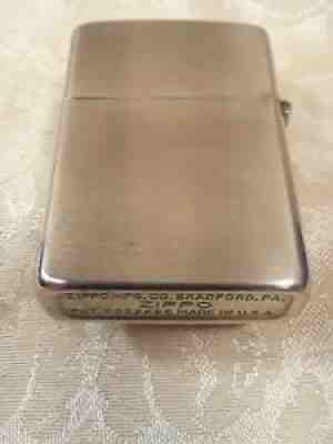 Vintage Zippo 3 Barrel 14 Hole, Straight Lined Striker, Brushed Chrome