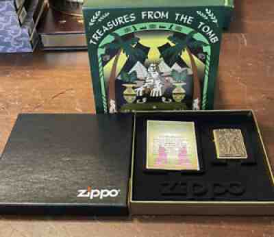 1998 Zippo Egyptian Fox Headed Man Brass Treasures From Tomb Lighter Sealed N35