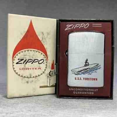 1959 Zippo U.S.S YORKTOWN Chrome-Plated Lighter (2517191) EXC USED IN BOX