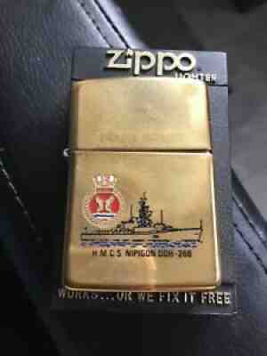 ZIPPO LIGHTER 1989 HMCS CANADIAN NAVY NIPIGON DDH266 SOLID BRASS NIAGARA