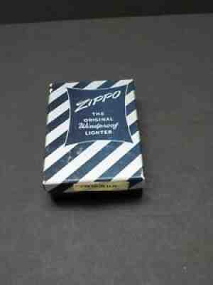 VINTAGE ZIPPO LIGHTER NIB BLUE Candy Striped BOX Brushed Stainless HUNTER Case