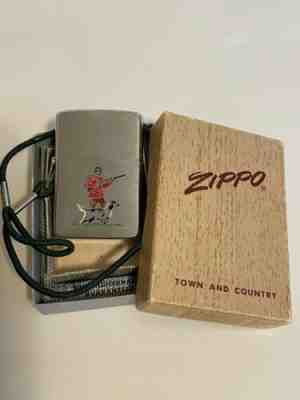 Vintage Zippo Town And Country Lighter Hunter And Dog W/Lanyard NIB