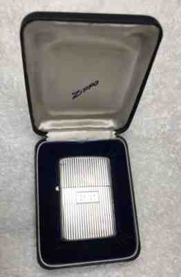 Vintage 1940s Zippo Sterling Silver 3 Barrel Hinge Lighter Unused Amazing Cond.