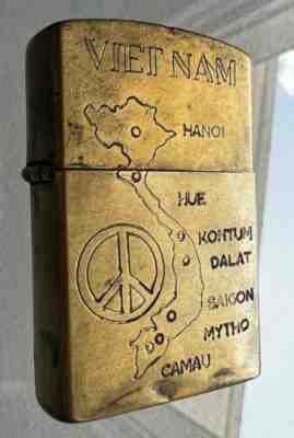 VINTAGE GENUINE ZIPPO VIETNAM 1966 TAY NINH PEACE & LOVE WAR HANOI SAIGON DEATH