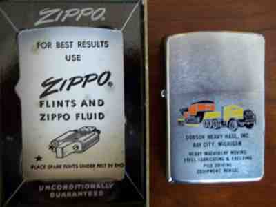 VINTAGE ZIPPO LIGHTER MINT IN BOX WITH PAPERS ADVERTISING BAY CITY MICHIGAN 60s