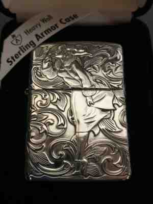 Zippo Sterling Silver 5-Sides Engraved Windy Girl Lighter