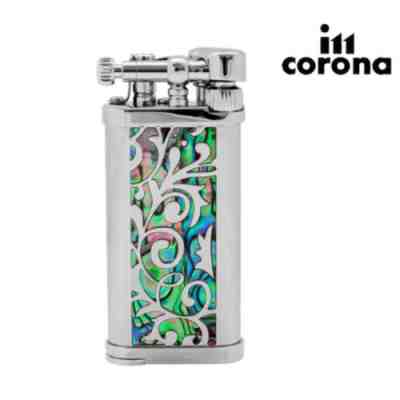 NEW IM Corona Old Boy Pipe Lighter Chrome with Blue Mother of Pearl 2020 Design