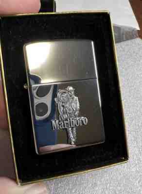 Zippo Lighter Marlboro Advertising Rodeo cowboy 2002 Chrome Rare