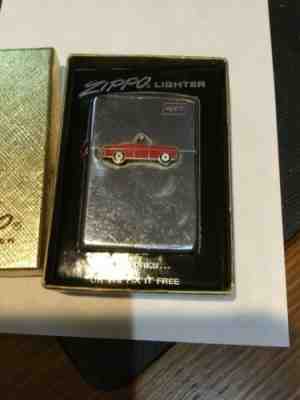 VERY RARE HERTZ RED MUSTANG WITH DRIVER ZIPPO LIGHTER USED IN BOX WITH PAPERS.