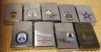 9 Military Zippo Lighter Lot