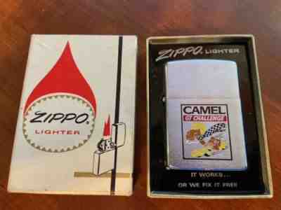 RARE ~ Minimal Use ~ Vintage 1973 Zippo Lighter Camel GT Challenge w/Box