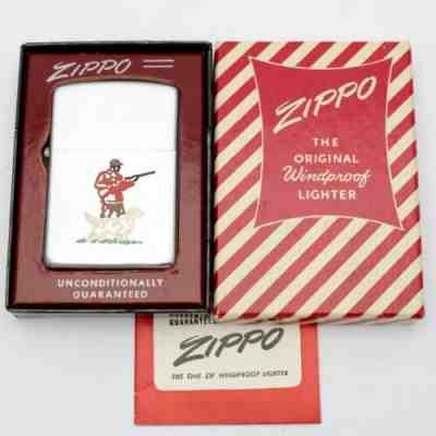 Vintage 1954-55 Zippo Lighter #180 Sports Series Hunter NEAR MINT Unlit in BOX b