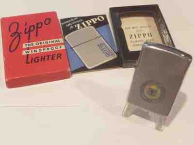 1948 Vintage Zippo Lighter MICHIGAN UNIVERSITY 3 Barrel Nickel Silver Mint Box