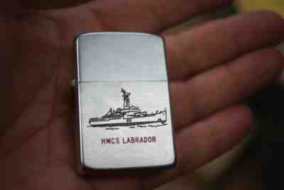 Superb 1950 Pat. Canada Zippo Lighter HMCS Labrador Ship Logo / No issues