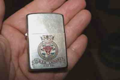 Superb 1950 Pat. Canada Zippo Lighter w/ H.M.C.S. Lanark Ship Logo / No issues