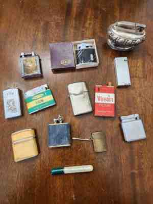 Lot of 13 Vintage Lighters ZIPPO Ibelo Ronson Crown Salem Winston Penguin