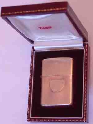 14K Solid Gold 3 Barrel Red Leather Clamshell box 1948 Zippo EXE