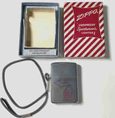 Vintage Zippo Lossproof Sportsman Lighter 1961 NIB Michigan Boat Show