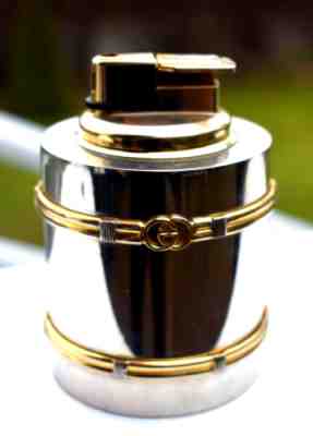 PP RARE GOLDPLATED GUCCI ITALY TABLE LIGHTER SIGNED 9,5 CM 3 3/4