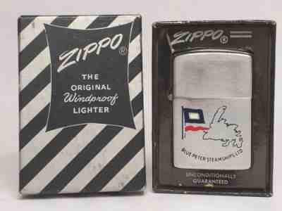 Vintage 1950 NIAGARA FALLS CANADA ZIPPO Lighter BLUE PETER STEAMSHIPS with BOX