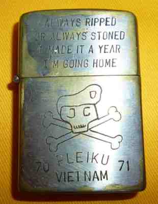 Ripped or Stoned - 1970 ZIPPO LIGHTER - PLEIKU - MACV-SOG - VIETNAM WAR - B.405