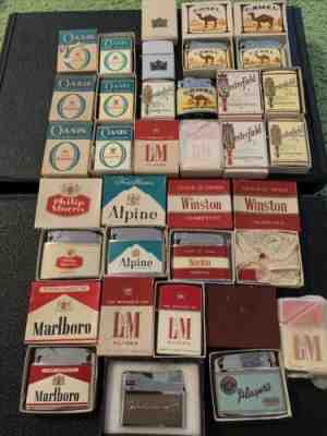 20 Vintage Pocket Lighters Advertising Cigarettes Camel, Marlboro Winston ++ MIB