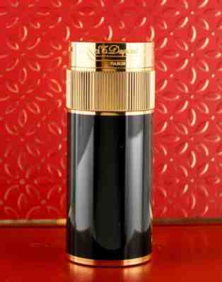 ST Dupont Black Lacquer & Gold Plated Cylindrical Table Lighter - VINTAGE