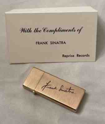 FRANK SINATRA gold lighter BARLOW Tallboy given to friends/family + Reprise card