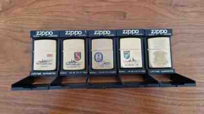 Zippo lighter solid brass lot of 5 1932-1986 to 1932-1991 NAVY SHIPS