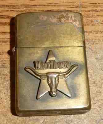 1979 ZIPPO MARLBORO STAR AND STEER FULL SIZE BRASS ADVERTISING LIGHTER/VERY RARE