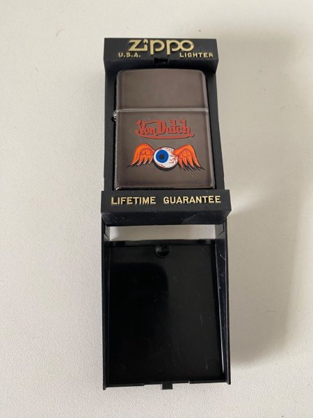 VINTAGE ORIGINAL 1990'S RARE HOT ROD PAINTER VON DUTCH NOS ZIPPO LIGHTER W/CASE
