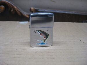 Vintage 1949-1951 Town & Country Enameled Trout Zippo Lighter - Never Fired