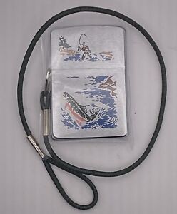 Vintage 1959 Zippo Lossproof Sports Series 2 Panel Fisherman Near Mint