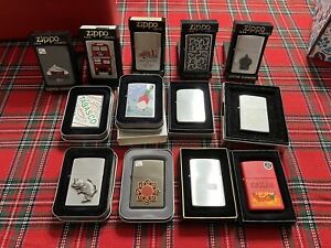 Vintage Zippo Lighter Lot Of 13- 1970s - 2000sAll New With Sticker But 2 Used