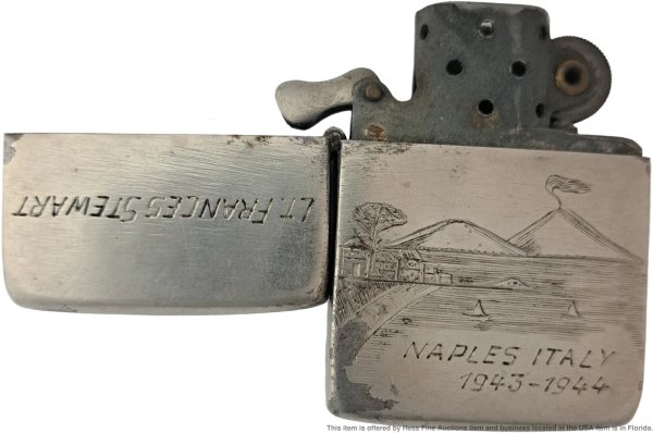 Rare 1940s Zippo Cig Lighter WWII Lt. Frances Stewart Naples Italy 1943-1944