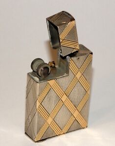 1930's Frontin modernist art deco sterling silver gold banded petrol lighter