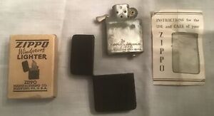 Vintage Zippo Black Crackle Lighter 3 Barrel WW11 W/Original Box/Paperwork WOW