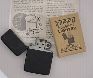 RARE WWII Black Crackle Zippo 3 Barrel. 14 Hole Insert Excellent Cond. W/ Box Pa