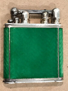 Vintage Beautiful 1920s Douglass Sterling Silver Guilloche Enamel Auto. Lighter